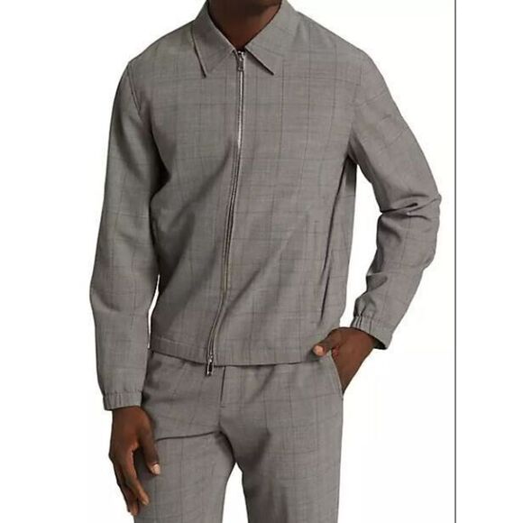 Theory M0371403 Mens Sz S Charcoal Plaid Zerega Wool Blend 2-Way Zip Jacket $495 - Picture 10 of 12